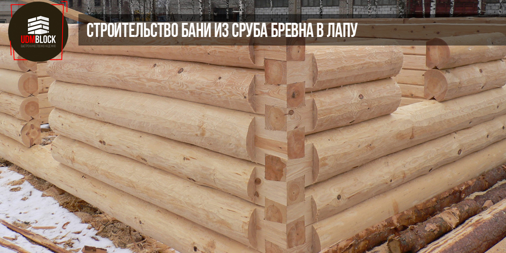 Строительство бани из сруба бревна в лапу